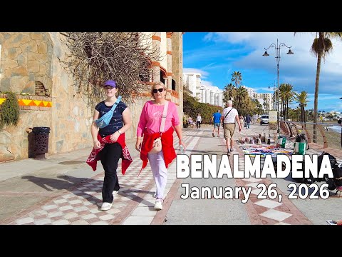 Benalmadena January 26, 2026 Promenade Walk Malaga Costa del Sol Spain [4K]