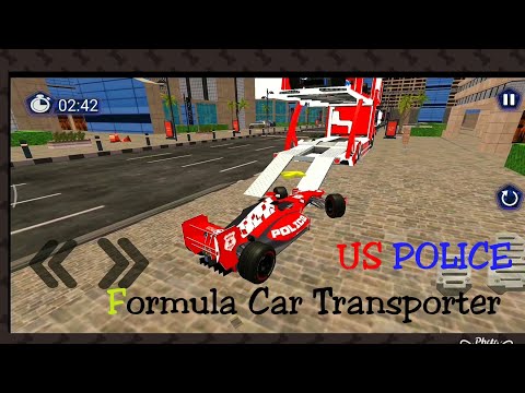 US Police Formula Car Transporter: Police Car Transporter Airplane Simulator 3D