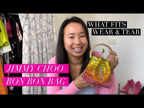 Jimmy Choo Bon Bon bag | what fits | wear and tear | crystal satin version
