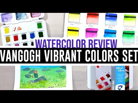Review & Demo - Van Gogh Vibrant Colours watercolor set! 🎨🌈