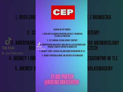 Relacje z Niemiec w piątek o 17:00 na @Kremlinka Show Kre