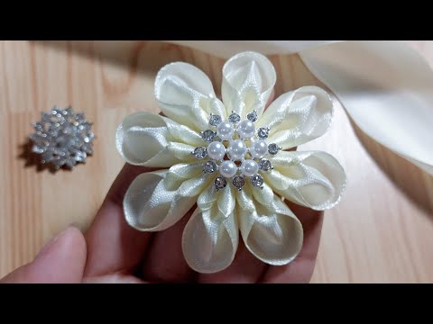 DIY Satin Ribbon Flowers/How To Make Flower From Satin Ribbon Easy/craft and ribbon art/Tina Flower