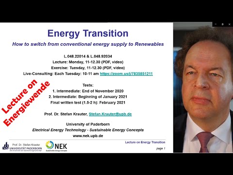 Lecture 01 Energy Transition - Introduction, Motivation, Aims