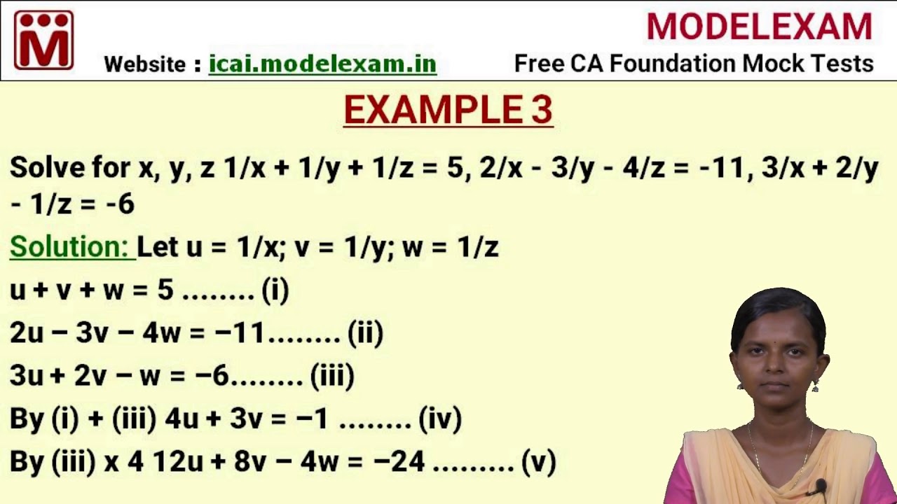Simultaneous Equations Problems & Solutions | Business Maths | CA Foundation