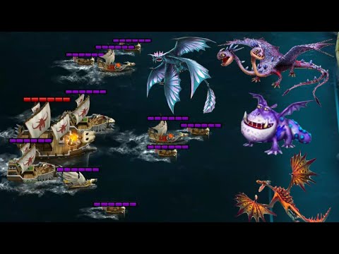 Defending Berk with all Exiled Dragons - Fleet 44 & 45 - Dragons:Rise of Berk