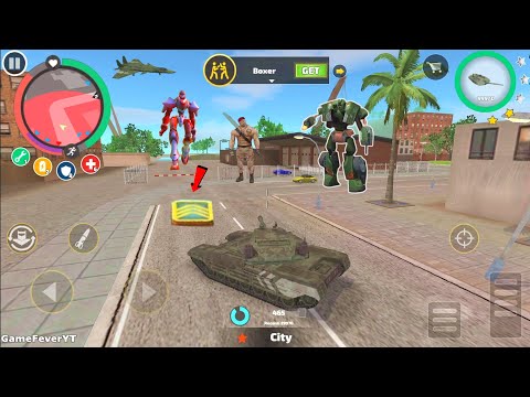 Rope Hero: Vice Town (Transformer Tank Fight Robot CAR)Tank Jump Building Roof - Android Gameplay HD