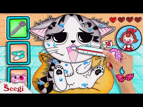 Chi's Cute Cat Raised by SEEGI | Take Care Abandoned Cat | Stop Motion Paper by Seegi Channel
