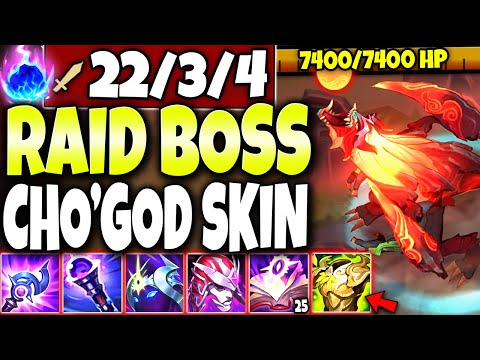 *7400 HP* BIGGEST RAID BOSS CHO'GOD Build EVER🔥 LoL Shan Hai Scrolls Cho'Gath Skin Gameplay