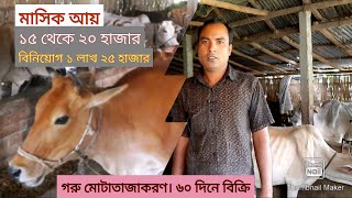 গরু মোটাতাজাকরণ প্রকল্প। যুব উন্নয়ন অধিদপ্তর থেকে প্রশিক্ষণ প্রাপ্ত মোকছেদুল ইসলামের প্রকল্প।