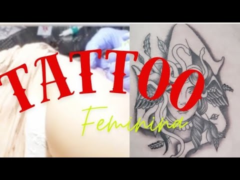 tattoo feminina medusa  lateral coxa