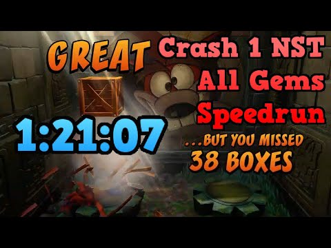 Crash Bandicoot N. Sane Trilogy - Crash 1 (All Gems) Speedrun in 1:21:07