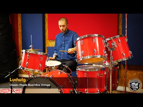 MW-Vintage.pl - Ludwig Classic Maple Blue-Olive 22", 13", 14", 15", 16" Red Cortex Vintage 4K
