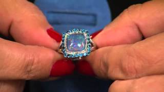 Australian Opal Triplet & Blue Topaz Sterling Halo Ring with Antonella Nester