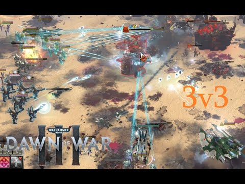 Warhammer 40000  Dawn of War III 3v3 Huge Eldar push against Ork