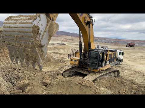 Caterpillar 385C Excavator Loading Overburden On 4 Axle Mercedes & MAN Trucks - Sotiriadis Mining 4k