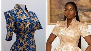 How to cut and Sew a Bustier Blouse with a Built-up Neckline | Built-up Collar