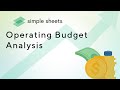 Operating Budget Analysis Excel Template Step By Step Video Tutorial By Simple Sheets