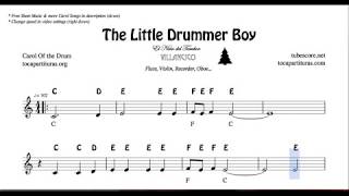 The Little Drummer Boy Notes Sheet Music for Flute Violin Oboe Voice    Easy Christmas Song Villanci