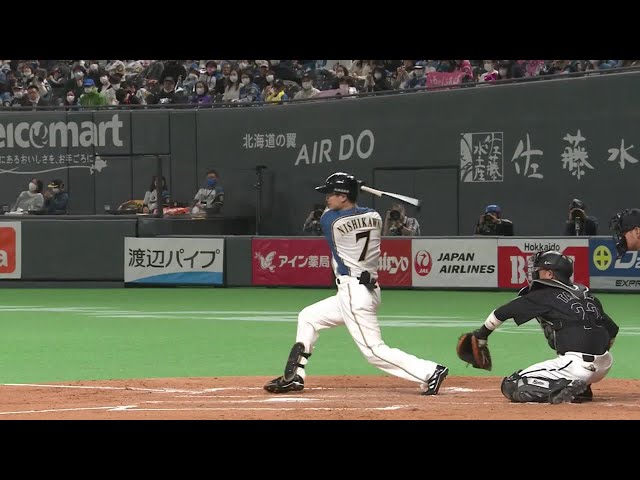 【3回裏】ファイターズ・西川が快足を飛ばし同点タイムリー3ベースヒットを放つ!! 2021/4/3 F-M