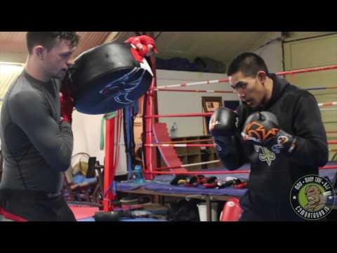 Explosive Irish fighter Jay Ar Campos hitting pads