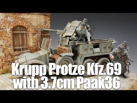 Krupp protze Kfz.69 with 3.7cm Pak 36 - Tank Scalemodel diorama
