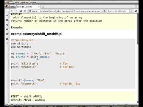 Beginner Perl Maven tutorial: 5.8 - shift and unshift