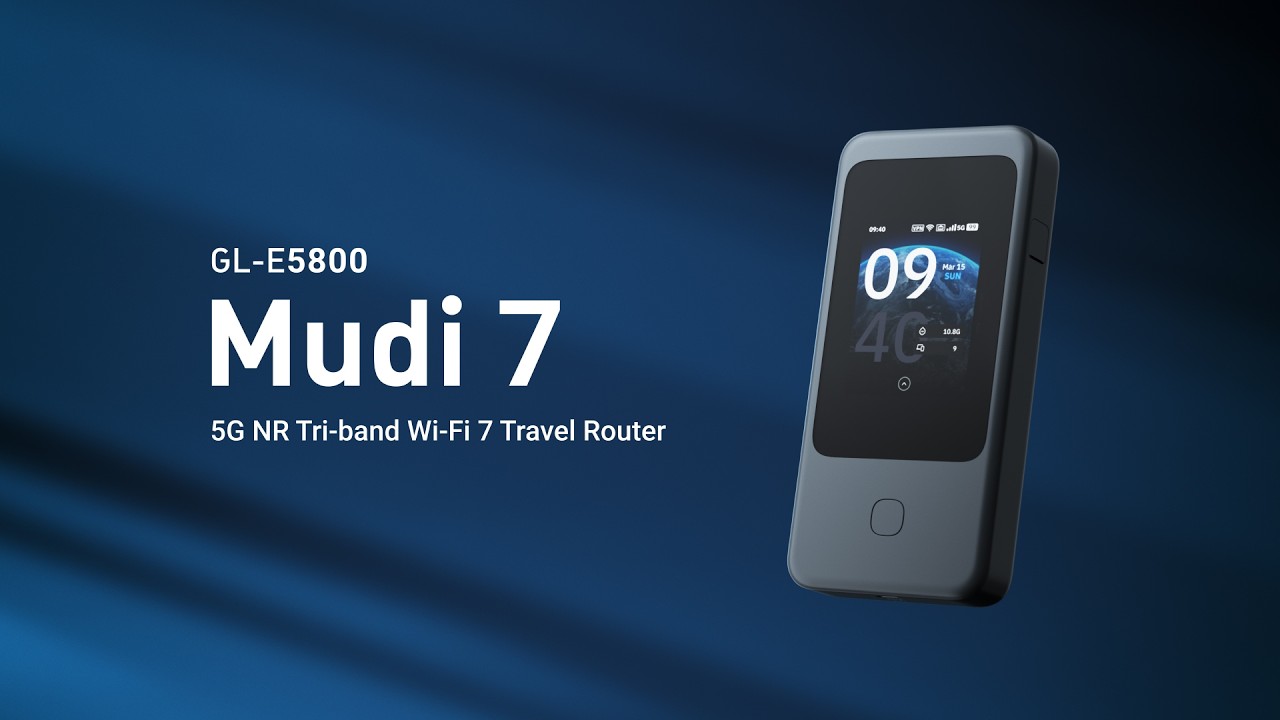 GL.iNet Mudi 7 (GL-E5800) | The Ultimate All-in-One 5G Wi-Fi 7 Dual SIM Travel Router