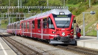 preview picture of video 'Swiss Trains: Glacier Express route; Filisur morning, 18Sep14'