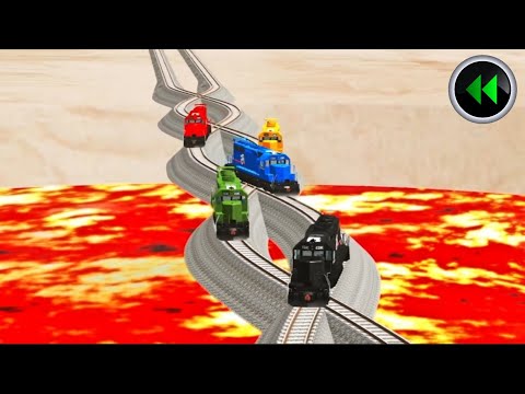 Reverse Trains Crossing vs Impossible Helical Shaped Rail Tracks - BeamNG Drive - Reverse Beamng