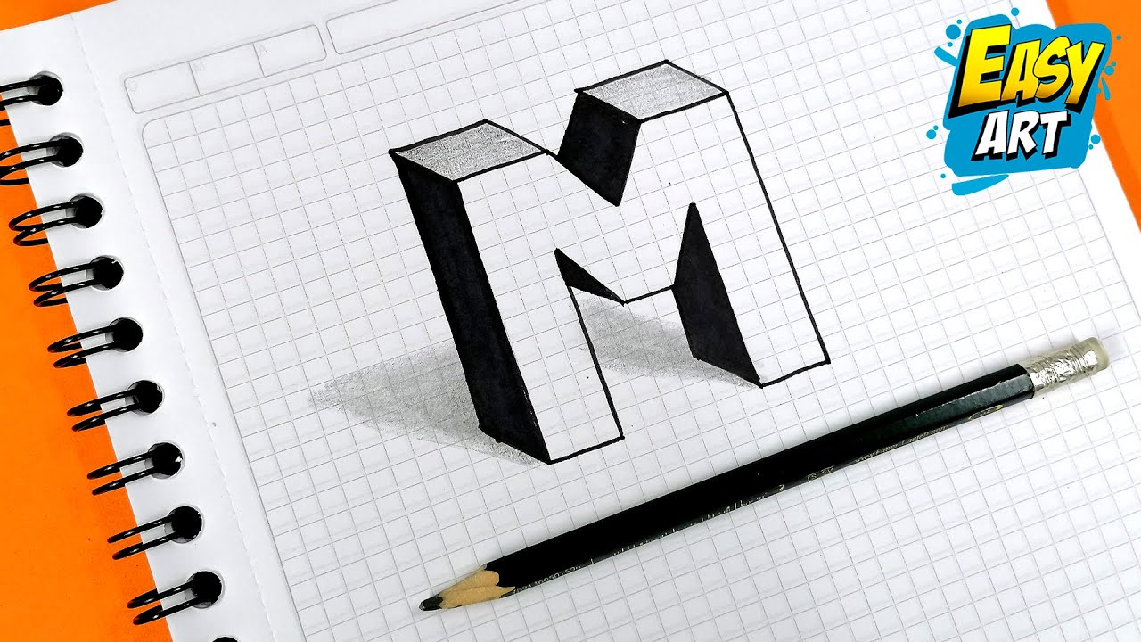 Dibujos muy FACILES - Como Dibujar LETRAS en 3D letra M - Easy way to Draw 3D letters - Letter M