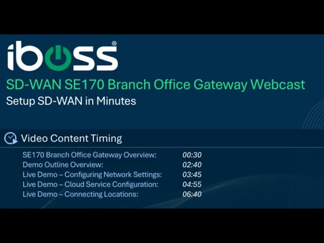 iboss SD-WAN SE170 Branch Office Gateway Webcast