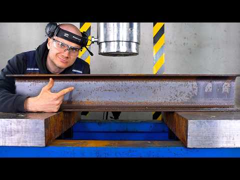 How Strong Is a GIANT Steel I-Beam? 300 Ton Hydraulic Press Test!