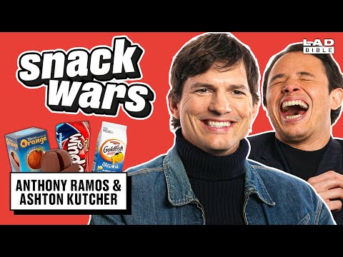 Ashton Kutcher & Anthony Ramos Try British & American Food | Snack Wars