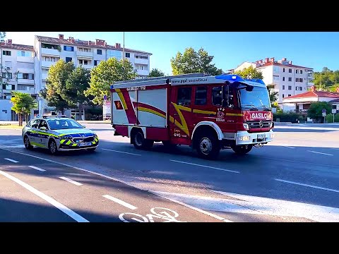 Koper Fire Brigade Battalion chief, Engine, Ladder+VFD Sečovlje Engine - fire in the block of flats