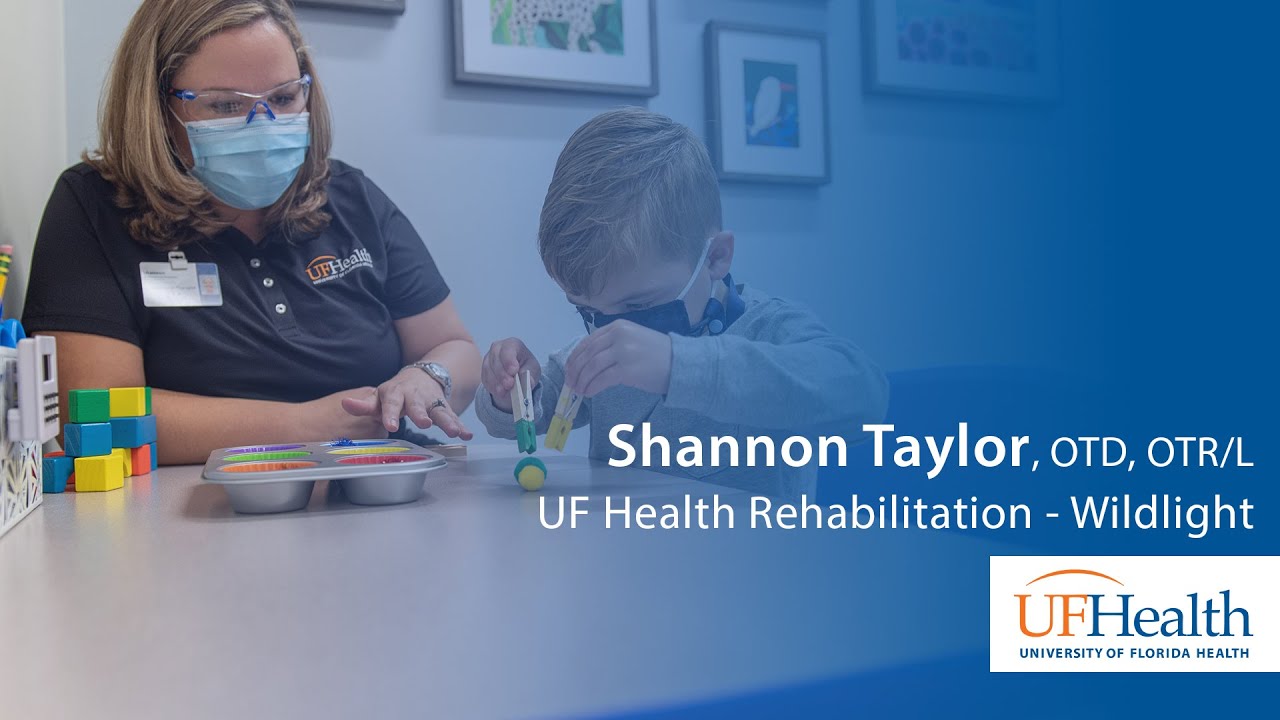Shannon Taylor, an occupational therapist at UF Health Rehabilitation – Wildlight, offers therapy for children with developmental delays, developmental disorders and dexterity and fine motor function challenges.