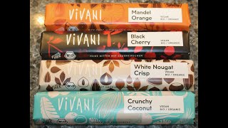 Vivani Candy Bar: Mandel Orange, Black Cherry, White Nougat Crisp & Crunchy Coconut Review