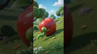 The worm and the apple. #3dcartoon #cartoon #3danimation #funny #cute #apple #animation #การ์ตูน3d