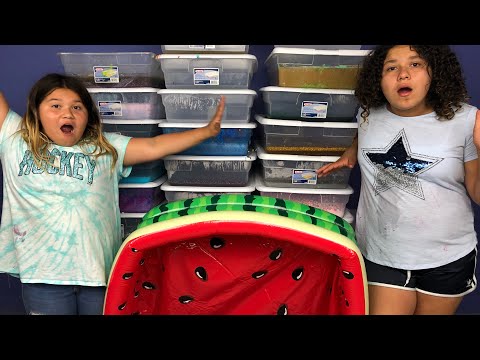 MIXING ALL OUR GIANT SLIMES IN A POOL - GIANT SLIME SMOOTHIE