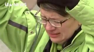 Protester screams in agony as Trump sworn in_Агония женщины, услышавшей присягу Трампа