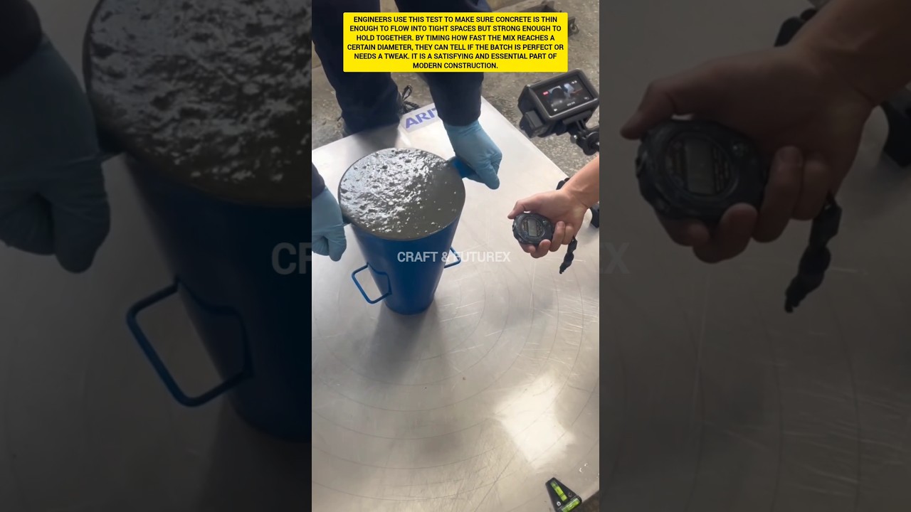 Testing concrete flow: The slump flow test. #ytshorts