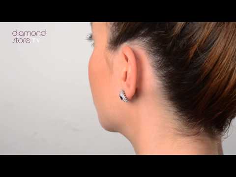 H4489 - Emerald 5 x 7mm And Diamond 9K White Gold Earrings