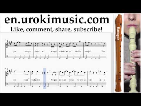 Recorder lessons (B.) Prince Royce & Shakira - Deja Vu Sheet Music Tutorial Part#2 um-hli352