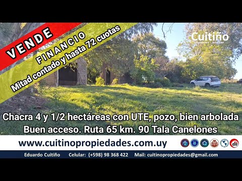 Cuitiño VENDE Muy buena chacra de 4 y 1/2 hectáreas en ruta 65 km. 90 Tala, Canelones, Uruguay