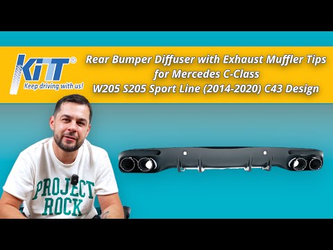 Rear Bumper Diffuser with Exhaust Muffler Tips for Mercedes C-Class W205 S205 Sport Line C43 Design