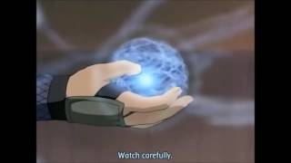Jiraya shows Naruto the rasengan for the first time
