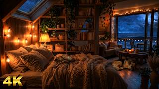 Thunderstorm at the Ocean ⛈️ Rain, Waves & Sleeping Pets in a Cozy Loft - No Fireplace