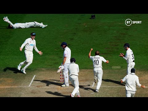 The closing scenes between New Zealand and England as the hosts won by one run in a THRILLER!