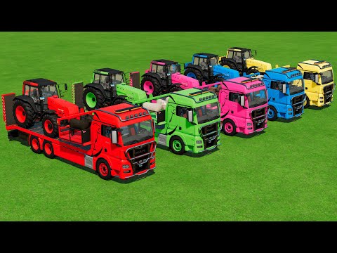 LOAD & TRANSPORT SHEEPS WITH COLORED TRACTORS & TRUCKS FROM COLORFUL FARM Farming Simulator 22