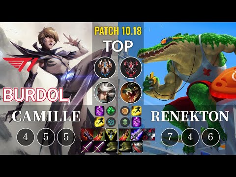 T1 Burdol Camille vs Renekton Top - KR Patch 10.18