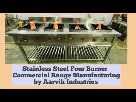 Stainless Steel Four Burner Commercial Range